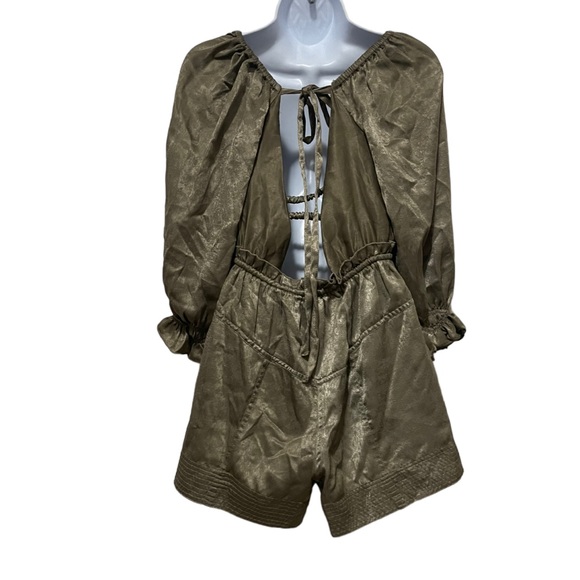 Free People Cassidy Silky Smocked Romper Olive Green  Size XS - Picture 5 of 15